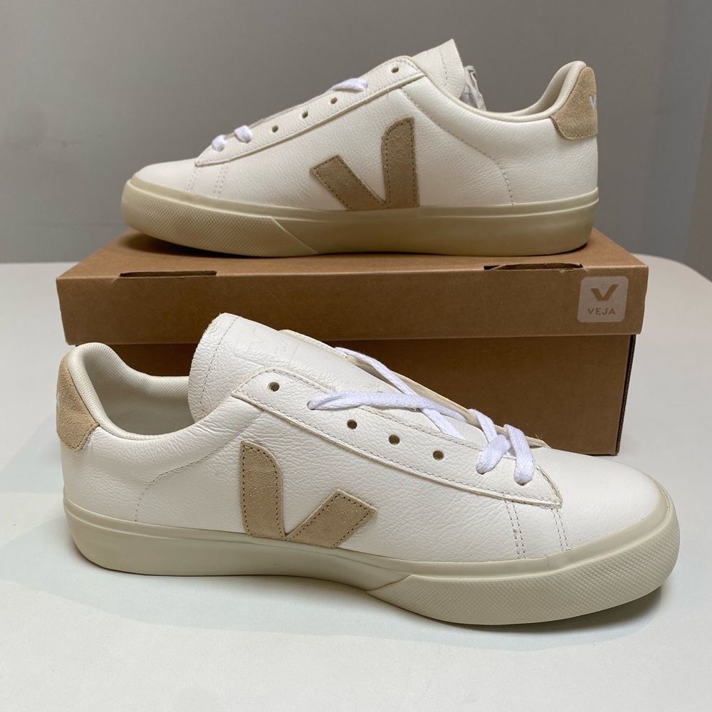 Veja Campo Leather Sneaker in White/Almond sz 41EU/10US New in Box - Picture 5 of 8